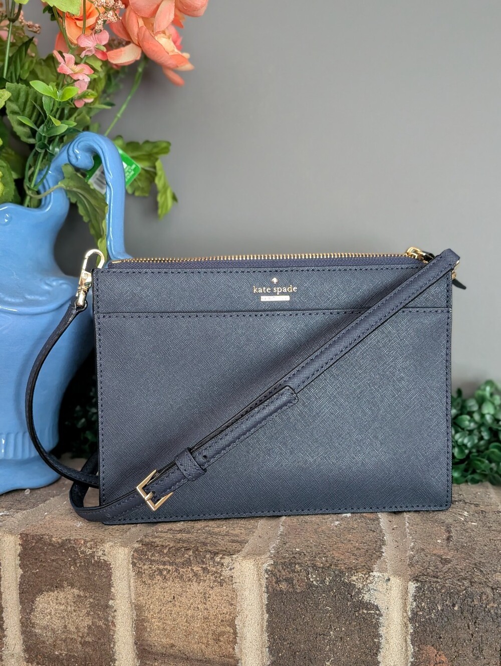 Kate Spade Navy Blue  Saffiano Crossbody Bag